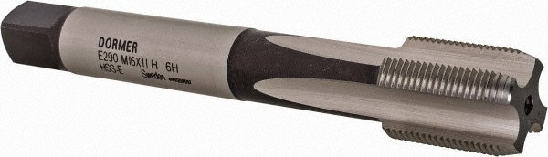 Straight Flute Tap: M16x1 Metric Fine, 4 Flute, Bottoming Chamfer, 6H Class of Fit, Cobalt, Bright/Uncoated Finish