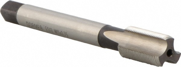 Straight Flute Tap: M11x0.75 Metric Fine, 3 Flute, Bottoming Chamfer, 6H Class of Fit, HSS, Bright/Uncoated Finish