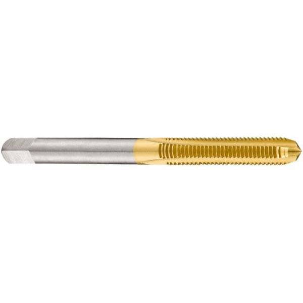 Straight Flute Tap: M4x0.7 Metric Coarse, 3 Flute, Bottoming Chamfer, 6H Class of Fit, HSS, TiN Finish