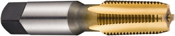 Standard Pipe Tap: 1/4-18, NPT, 4 Flutes, High Speed Steel, TiN Finish
