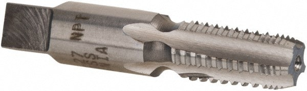 1/8-27 NPT, 5 Flutes, Bright Finish, High Speed Steel, Interrupted Thread Pipe Tap