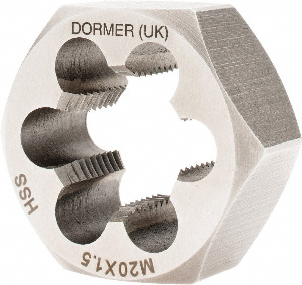Hex Rethreading Die: M20x1.5, Right Hand, High-Speed Steel