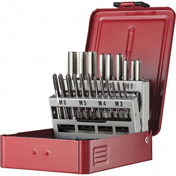 Tap Set: M12 x 1.75 Metric Coarse, 3 & 4 Flute, Bottoming Plug & Taper, High Speed Steel, Bright Finish