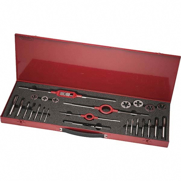 Tap & Die Set: 1/4-28 to 3/4-16 Taps, 1/4-28 to 1/2-20 Dies, UNF