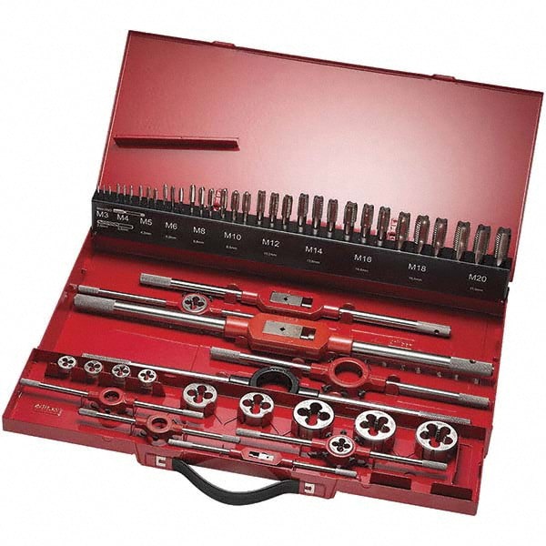 Tap & Die Set: M3 x 0.5 to M20 x 2.5 Taps, M3 x 0.5 to M20 x 2.5 Dies, Metric Coarse
