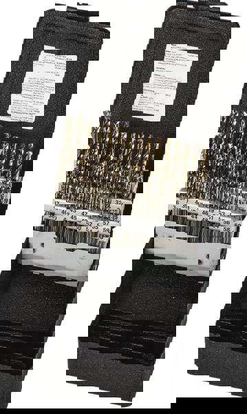 Drill Bit Set: Screw Machine Length Drill Bits, 60 Pc, 135 &deg;, Cobalt