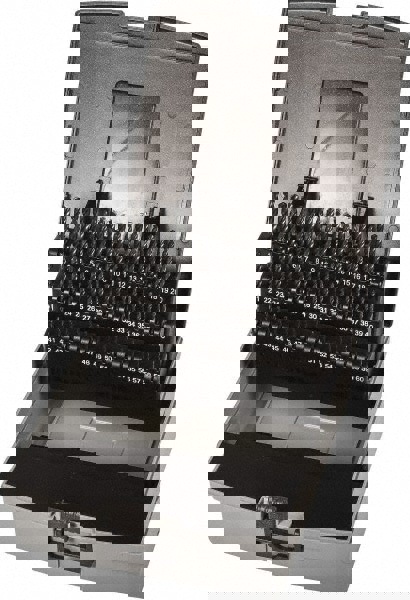 Drill Bit Set: Jobber Length Drill Bits, 60 Pc, 118 &deg;, High Speed Steel