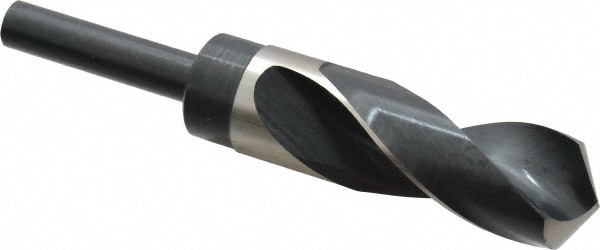 Reduced Shank Drill Bit: 1-7/64'' Dia, 1/2'' Shank Dia, 118 , High Speed Steel