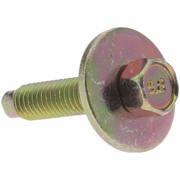 Hex Head Cap Screw: M6 x 1.00 x 28 mm, Grade 9.8 Steel, Zinc-Plated