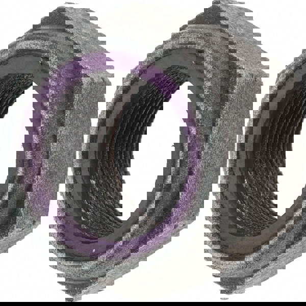 Hex Lock Nut: Insert, Nylon Insert, 1-1/8-12, Grade 8 Steel, Bright/Uncoated