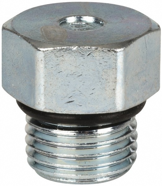 Industrial Pipe Hex Plug: 1/2-20 Male Thread, Male Straight Thread O-Ring