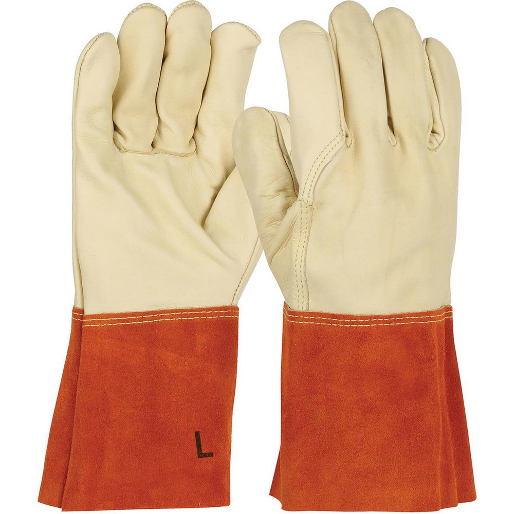 Welding Gloves: Ironcat 6000, Size Medium, Uncoated-Coated, Pair, for MIG Welding