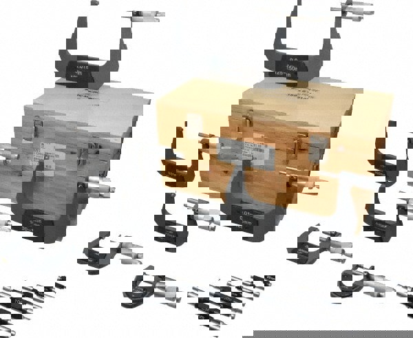 Mechanical Outside Micrometer Set: 6 Pc, 0.01 mm Graduation