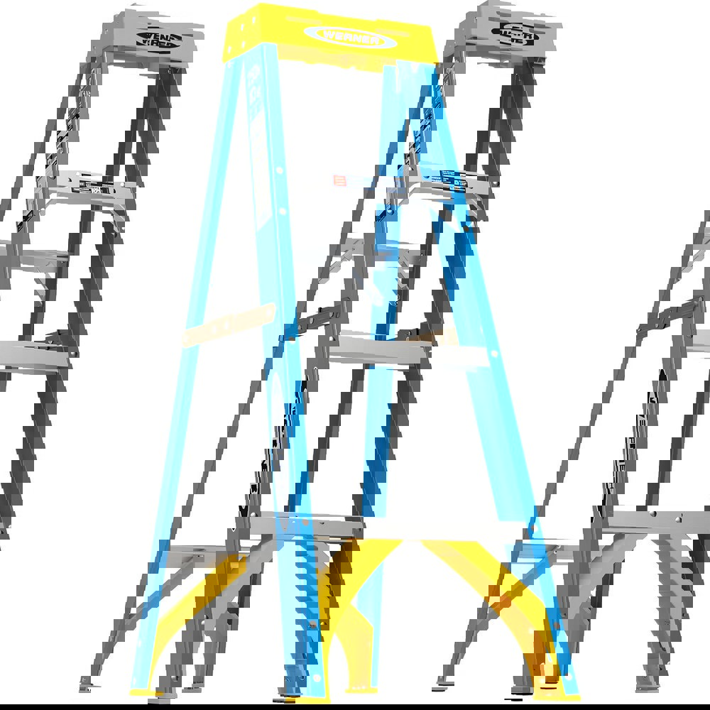 3 Step Fiberglass Foldable Step Ladder: Type I 250 lb Capacity 4' Height