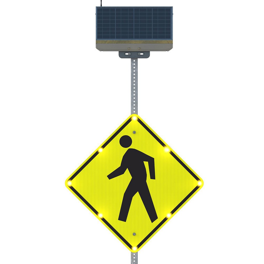Safety Signs; Sign Type: Pedestrian Crossing ; Legend: Pedestrian Crossing Symbol ; Message/Graphic: Graphic Only ; Reflectivity: Diamond Grade ; Material: Aluminum ; Thickness (Decimal Inch - 4 Decimals): 0.08