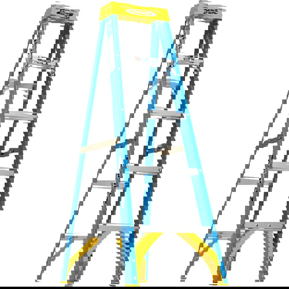 4-Step Fiberglass Step Ladder: Type I, 250 lb Capacity, 5' High