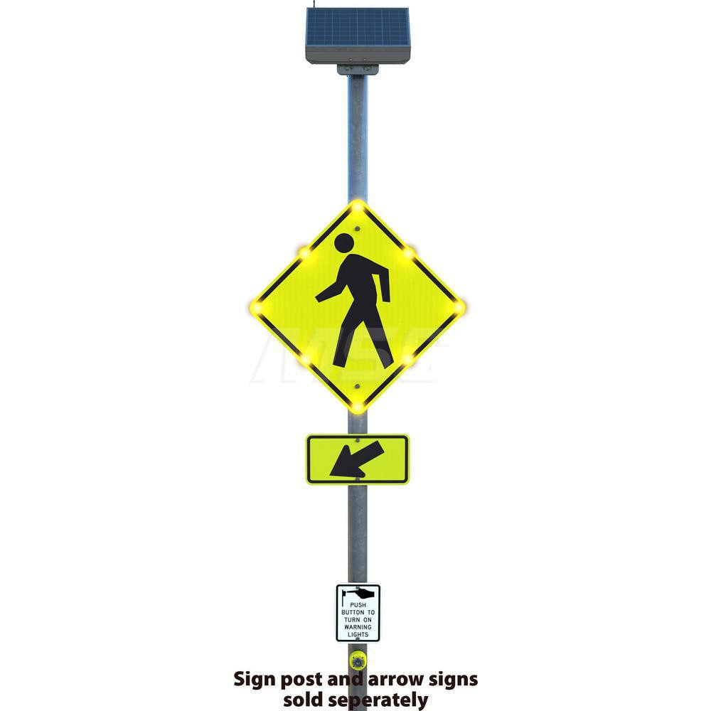 Safety Signs; Sign Type: Pedestrian Crossing ; Legend: Pedestrian Crossing Symbol ; Message/Graphic: Graphic Only ; Reflectivity: Diamond Grade ; Material: Aluminum ; Thickness (Decimal Inch - 4 Decimals): 0.08
