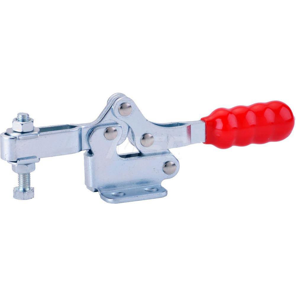 Manual Hold-Down Toggle Clamp: Horizontal, 150 lb Capacity, U-Bar, Flanged Base