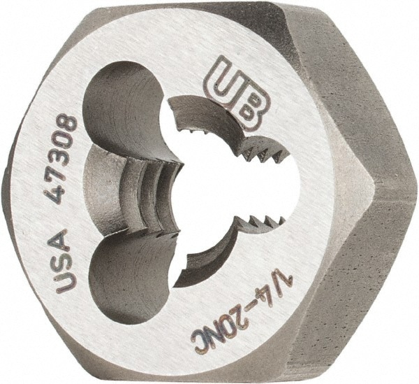 Hex Rethreading Die: 1/4-20 Thread, Righ