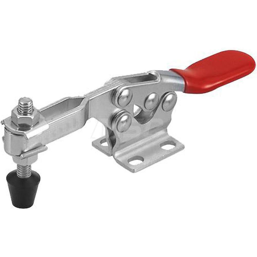 Manual Hold-Down Toggle Clamp: Horizontal, 500 lb Capacity, U-Bar, Flanged Base