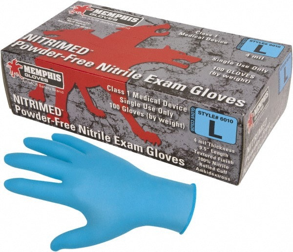 Disposable Glove: Size Large, 4.5 mil, Nitrile, Medical Grade, Powder-Free