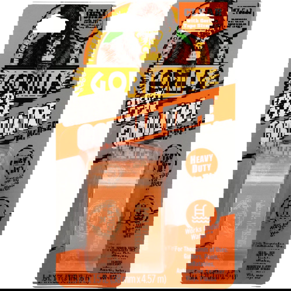 Duct & Foil Tape; Tape Type: Utility ; Thickness (mil): 7.0000 ; Width (Inch): 1-1/2 ; Color: Clear ; Series: Gorilla Tape ; Length Range: 1 to 5.9 Yd