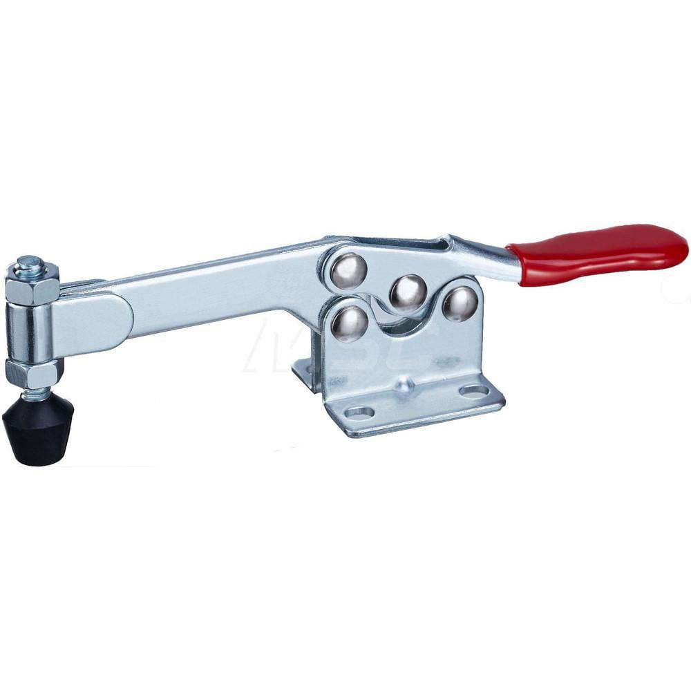 Manual Hold-Down Toggle Clamp: Horizontal, 200 lb Capacity, Solid Bar, Flanged Base