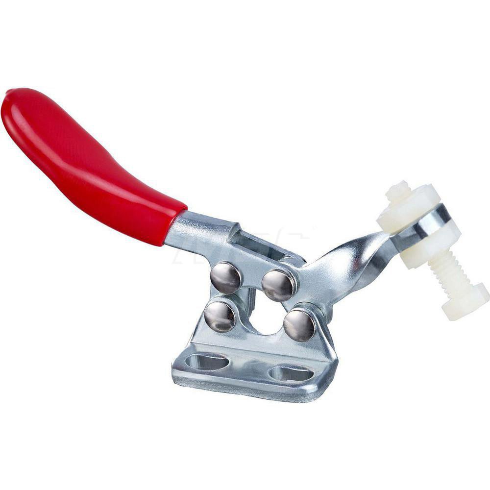 Manual Hold-Down Toggle Clamp: Horizontal, 60 lb Capacity, Solid Bar, Flanged Base