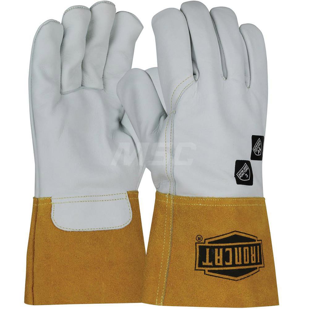 Welding Gloves: Size 2X-Large, Uncoated, Cowhide Leather, MIG Welding Application