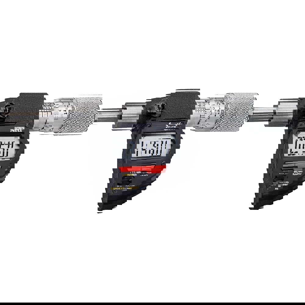 Electronic Micrometer Heads; Minimum Measurement (mm): 0; Maximum Measurement (mm): 50; Thimble Diameter (mm): 12.00; Spindle Diameter (Decimal Inch): 0.2500; Spindle Length (Decimal Inch): 2.0000; Overall Length (mm): 150; Calibrated: No; Traceability Ce