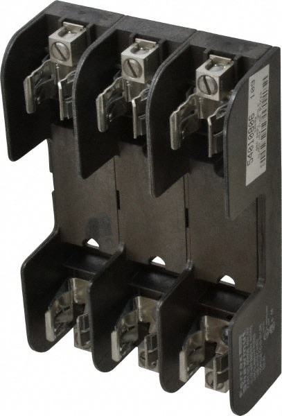 3 Pole, 14 to 2 AWG, 250/600 VAC/VDC, 60 Amp, Screw Mount Fuse Block
