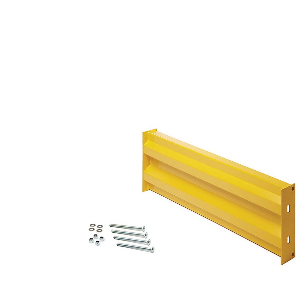 Heavy-Duty Guard Rail: Yellow, Powder Coated, Steel