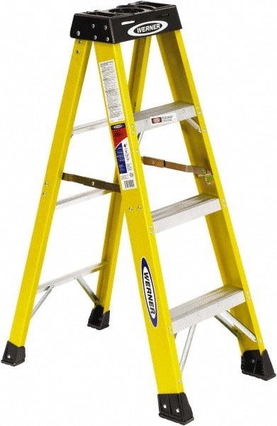 3-Step Fiberglass Step Ladder: Type IA, 300 lb Capacity, 4' High