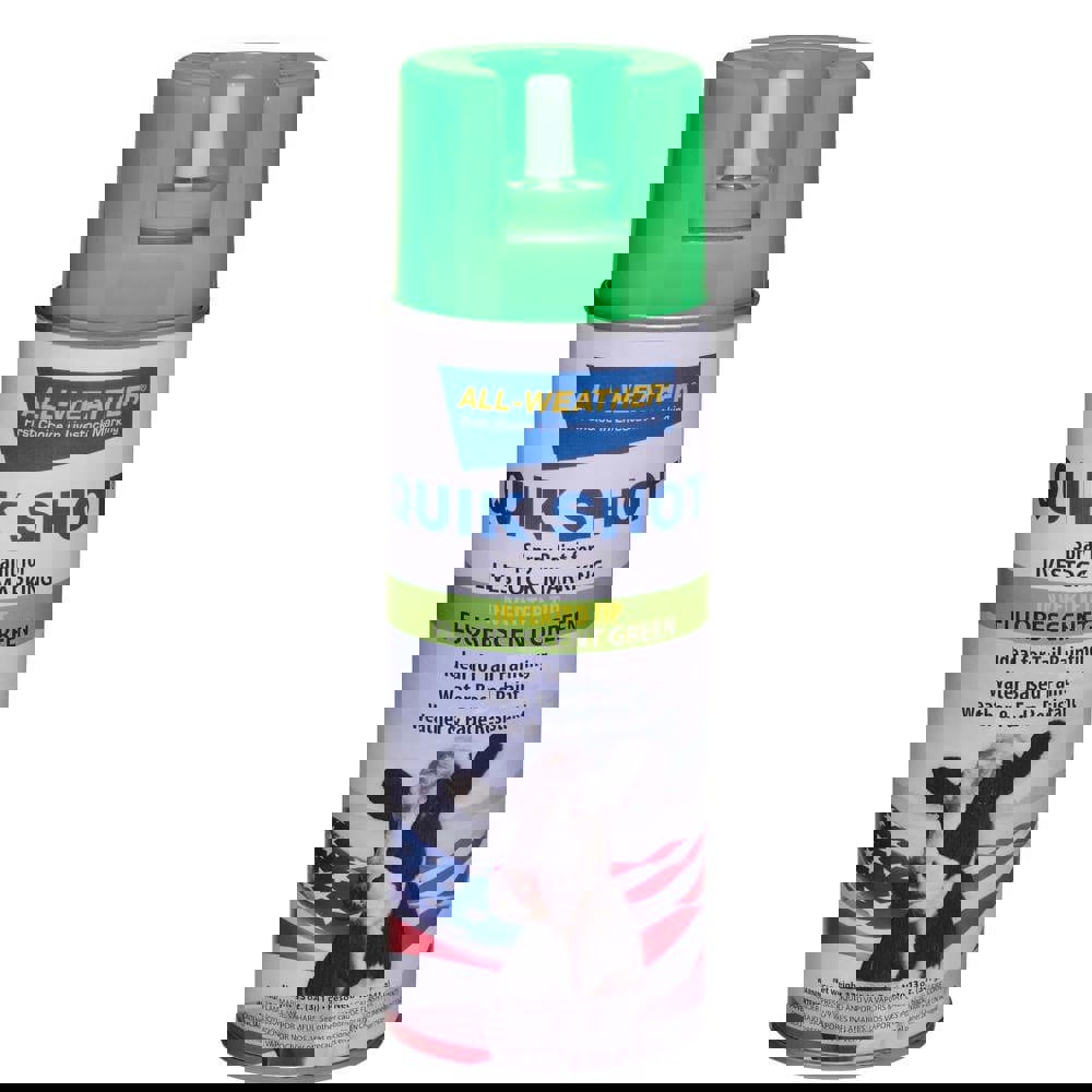 Spray Paints; Product Type: Water-Based Aerosol ; Color: Flouorescent Green ; Finish: Flat ; Color Family: Flouorescent Green ; Container Size (oz.): 16.000 ; Coverage (Sq.Ft./Gal.): 10 to 15