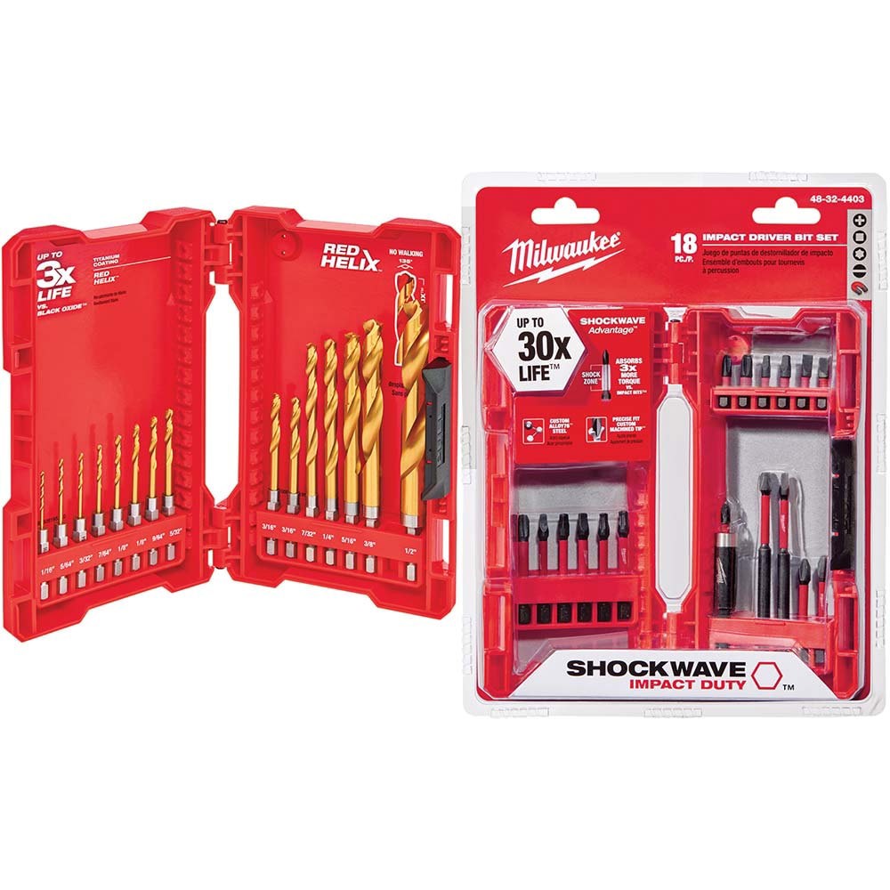 Drill Bit Set: Hex Shank Drill Bits, 15 Pc, 0.0625