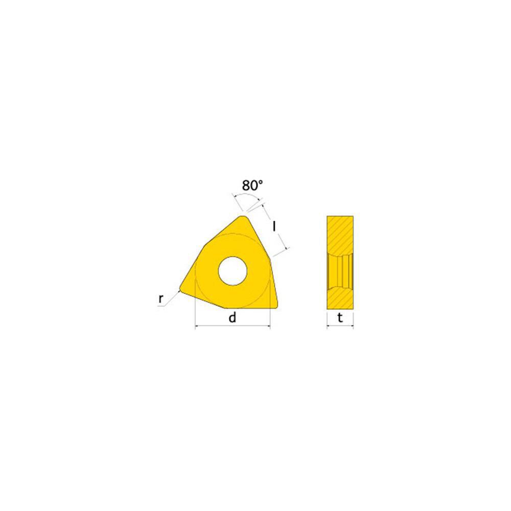 Turning Inserts; Relief Angle: 0 ; Insert Style: WNMX ; Corner Radius (Decimal Inch): 0.0160 ; Included Angle: 80.0 ; Manufacturer Grade: TT9235 ; Coating/Finish: TiCN; Al2O3; TiN