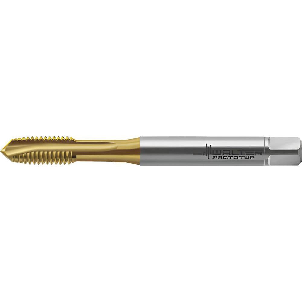 Spiral Point Tap: M3x0.5 Metric, 3 Flutes, Plug Chamfer, 6H Class of Fit, High-Speed Steel-E, TiN Coated