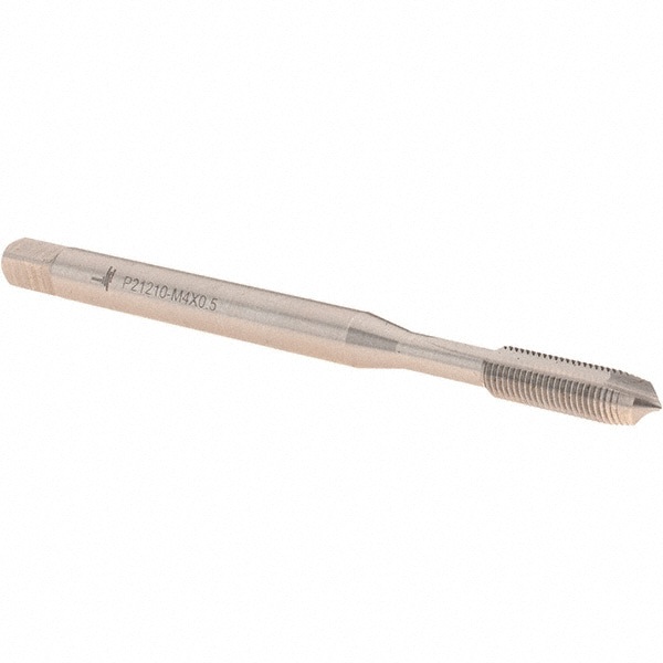 Spiral Point Tap: M4 x 0.5, Metric Fine, 2 Flutes, Plug, 6H, Cobalt, Bright Finish