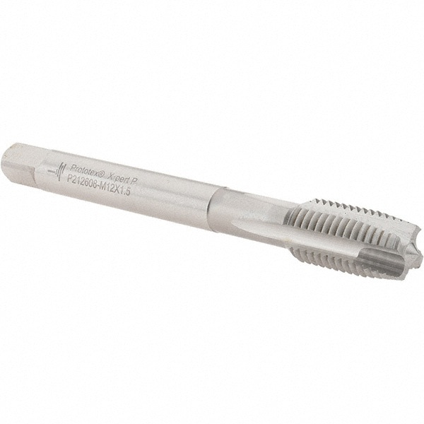 Spiral Point Tap: M12 x 1.5, Metric Fine, 4 Flutes, Plug, 6H, Cobalt, Bright Finish