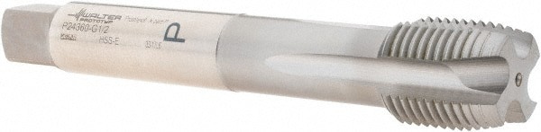 British Standard Pipe Tap: 1/2-14 G(BSP), Plug Chamfer, 4 Flutes