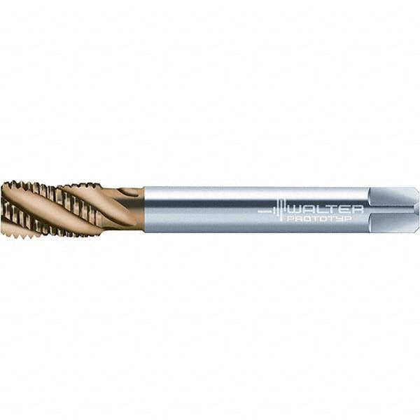 Spiral Flute Tap: M12x1.75 Metric, 4 Flutes, Modified Bottoming, 6HX Class of Fit, Cobalt, TIN Coated