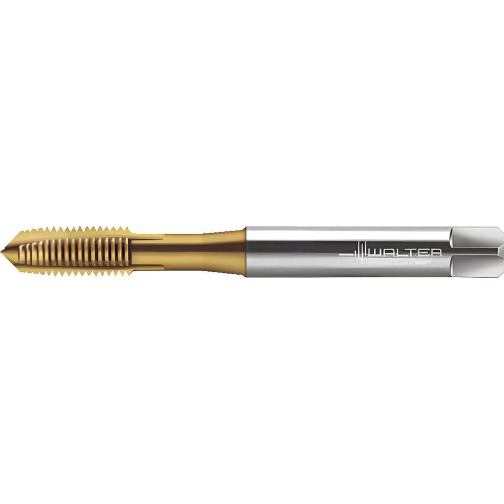 Spiral Point Tap: #8-32 UNC, 3 Flutes, Plug Chamfer, 2B Class of Fit, High-Speed Steel-E, TiN Coated