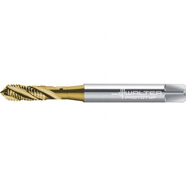 Spiral Flute Tap: #8-32 UNC, 3 Flutes, Modified Bottoming, 2B Class of Fit, Cobalt, TIN Coated