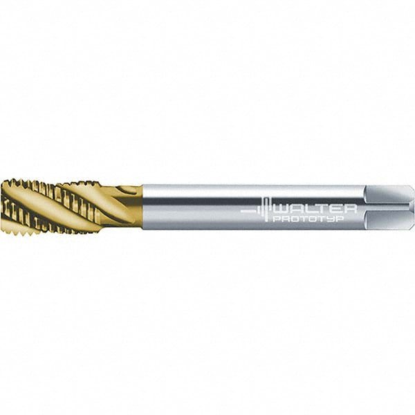 Spiral Flute Tap: 7/16-14 UNC, 3 Flutes, Modified Bottoming, 2B Class of Fit, Cobalt, TIN Coated