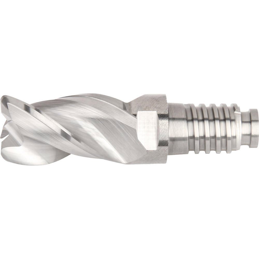 Corner Radius & Corner Chamfer End Mill Heads; Number Of Flutes: 3 ; Coating/Finish: Bright/Uncoated ; Mill Diameter (Decimal Inch): 0.75 ; Connection Type: Duo-Lock 20 ; Flute Type: Helical ; Centercutting: Yes