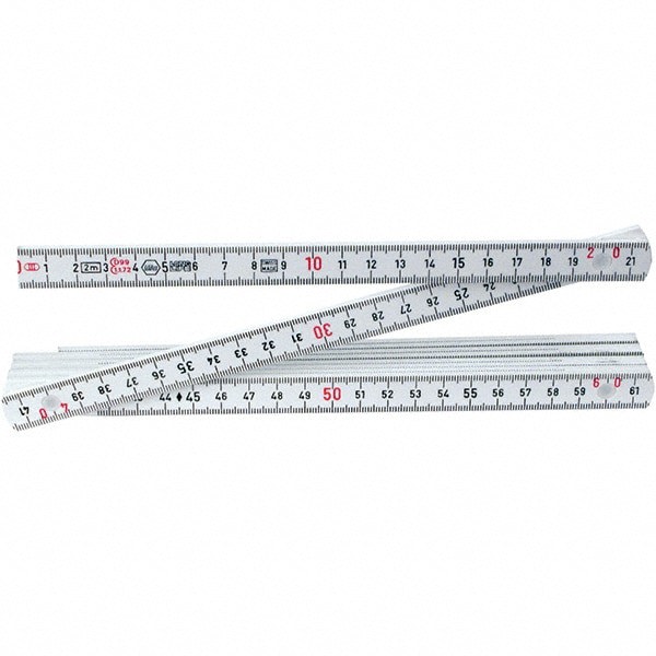Folding Rules; Overall Length (Feet): 2m ; Material: Fiberglass ; Color: White ; PSC Code: 5210