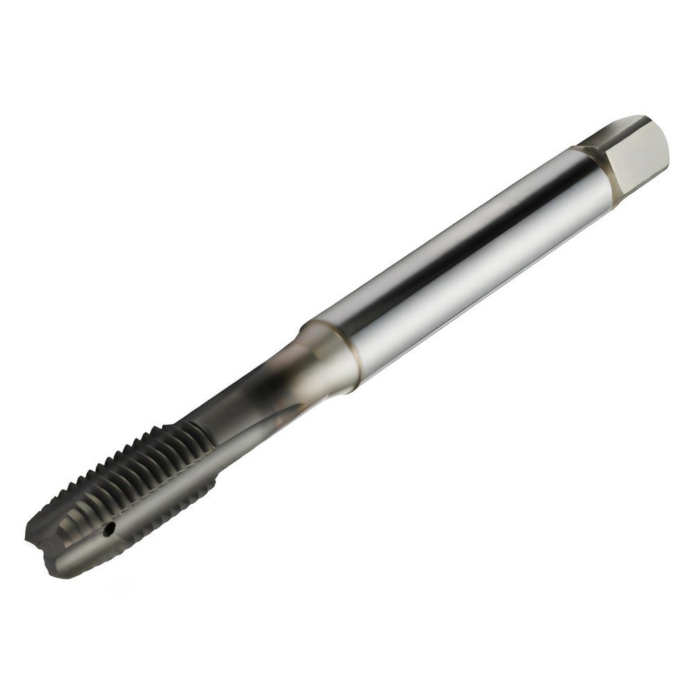Spiral Point Tap: 1/4-28 UNF, 3 Flutes, Plug Chamfer, 2BX Class of Fit, High-Speed Steel-E-PM, TiAlN Coated