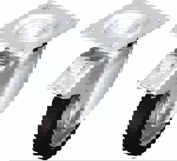 Swivel Top Plate Caster: Solid Rubber, 4