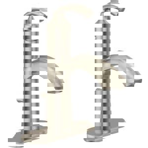 Single Handle Monoblock Bathroom Sink Faucet in Brushed Nickel