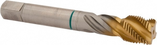 Spiral Flute Tap: 5/8-18, 4 Flutes, Modified Bottoming, 2B Class of Fit, Cobalt, TIN Coated